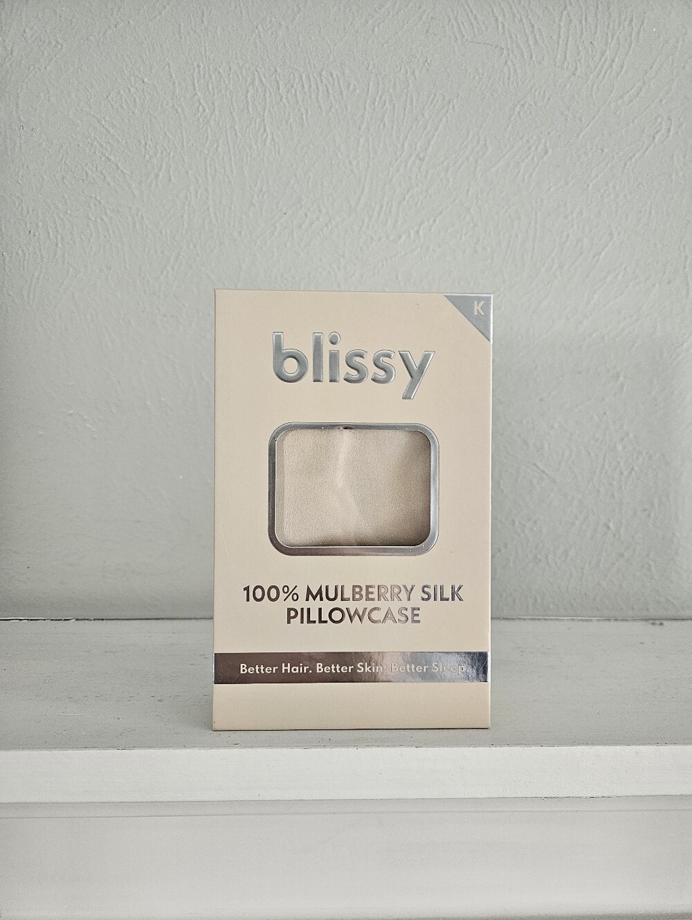 New In Box- Blissy 100% Pure Mulberry Silk Pillowcase- King